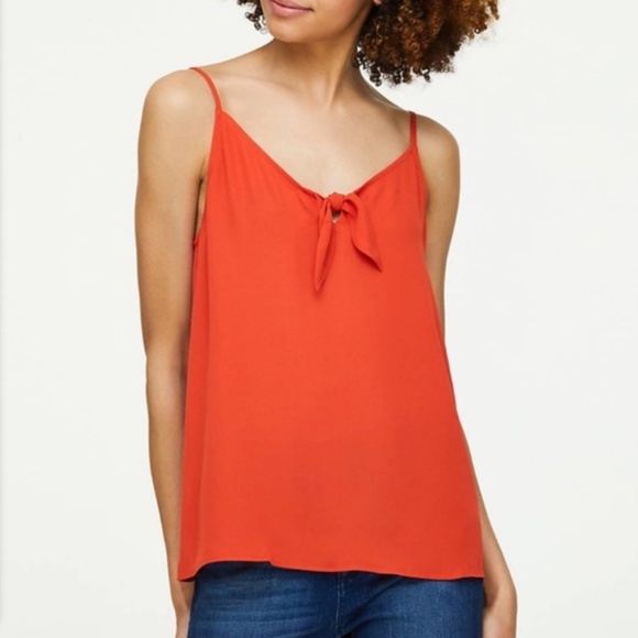 LOFT Flowy Tie Neck Camisole Tank Top - Picture 1 of 8